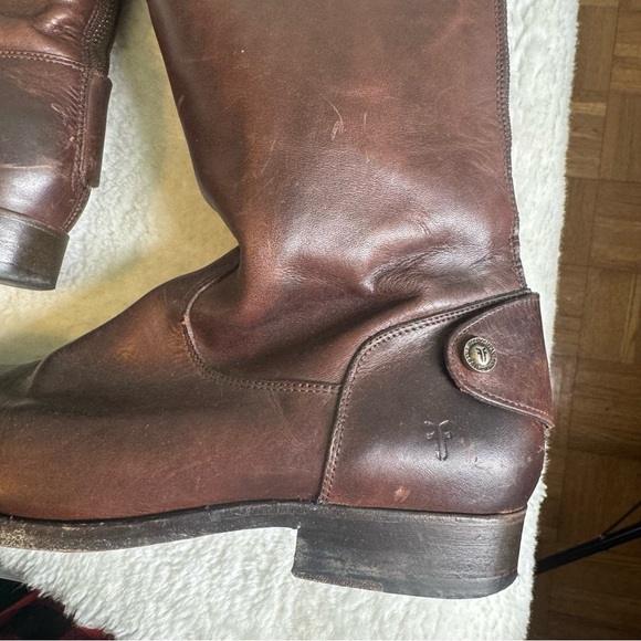 Frye Women’s Melissa Button Brown Leather Riding Boots 9